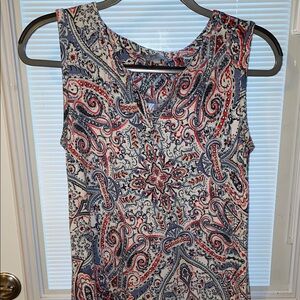 Talbots Paisley Print Midi Dress - Red, Blue, White
